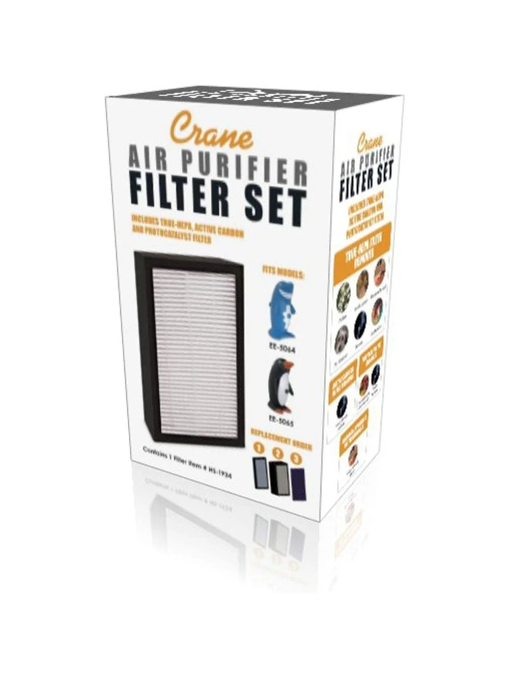 Crane HS-1934 Air Purifier HEPA Filter, Shark & Penguin [Brand New]